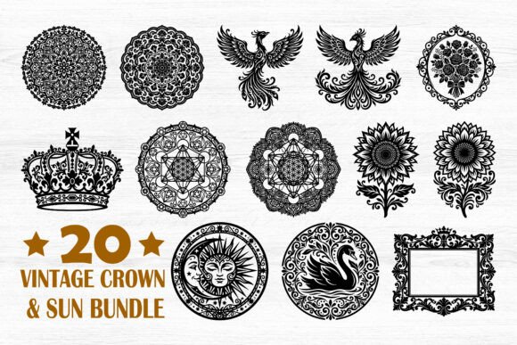 20 Vintage Crown and Sun SVG Bundle Review