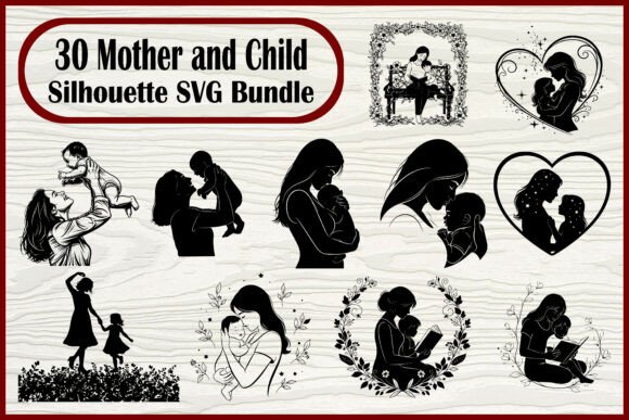 30 Mother and Child Silhouette SVG Set Review