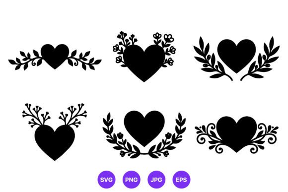 Black Hearts Floral Wreath Vector Set Review