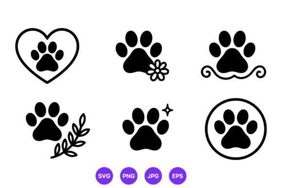 Black Paw Print Icons Floral Heart Review