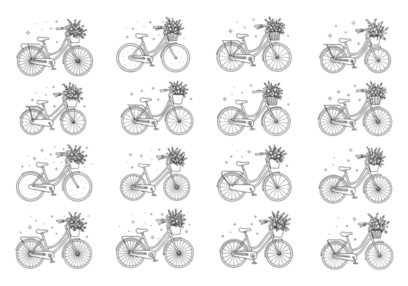 Floral Bicycle Clipart Outline Design Review