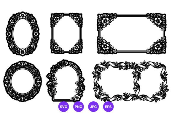 Floral Frames Vector Art Black and White Review