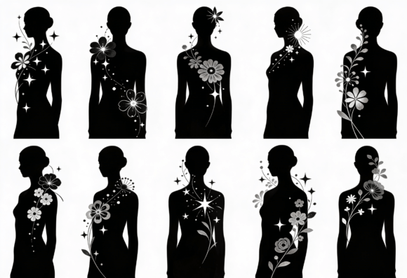 Floral Silhouette Woman Clipart Bundle Review