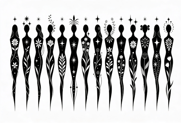 Floral Silhouette Women Digital Art Review
