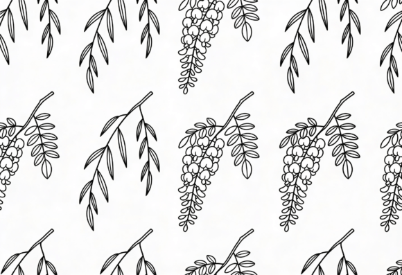 Wisteria Floral Line Art Seamless Review